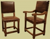 Leather upholstered dining chairs