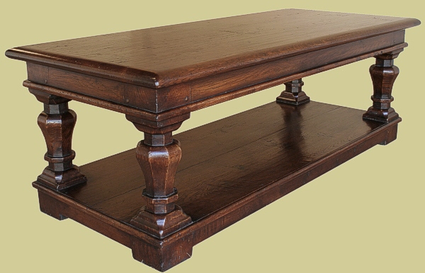 Oak octagonal leg potboard coffee table