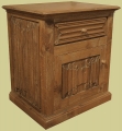 Oak Bedside Cupboard Linenfold Carved