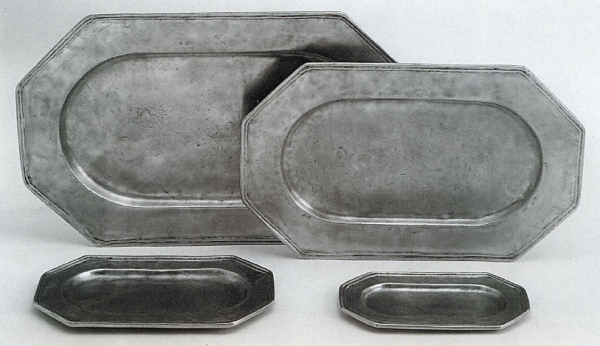 Traditional pewter hexagonal tray