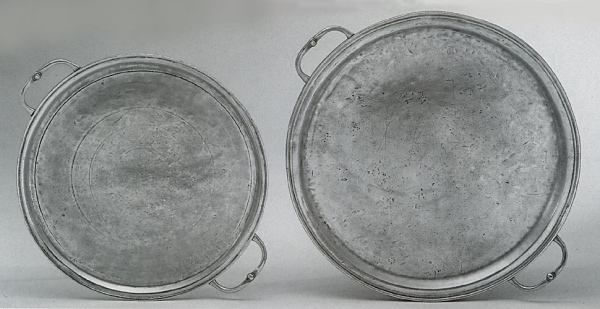 Traditional pewter round tray
