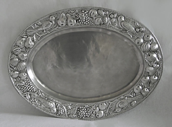 Traditional pewter oval dish