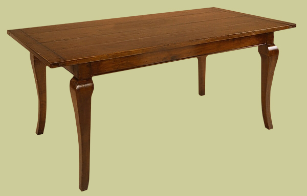 Cherry wood table, handmade in England to a simple country furniture style, with plain cabriole legs.