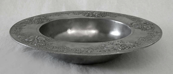 Traditional Pewter Bowl Decorated