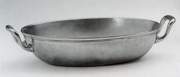 Traditional Pewter Oval Bowl with handle