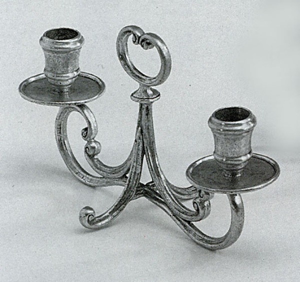 Traditional pewter candelabra 2 candles