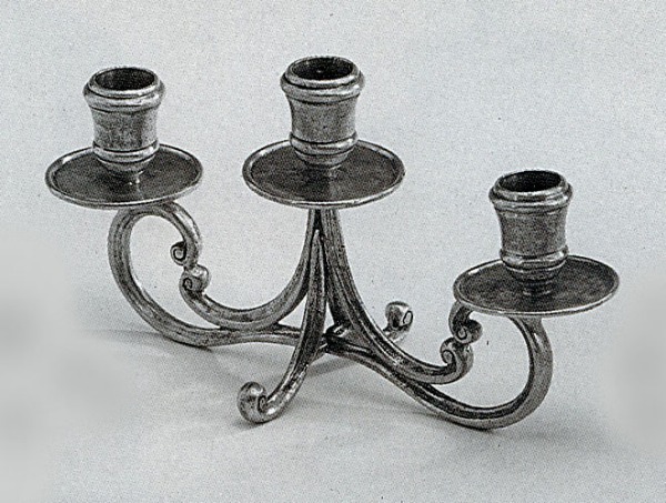 Traditional pewter candelabra 3 candles
