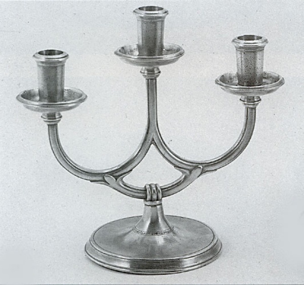 Traditional pewter candelabra 3 candles