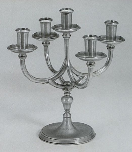 Traditional pewter candelabra 5 candles