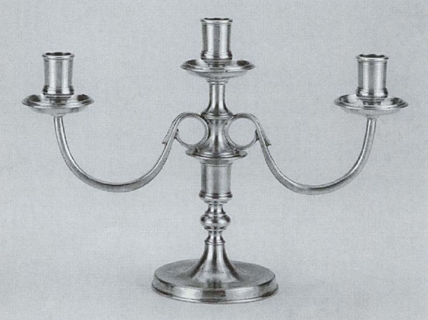 Traditional pewter low 3 arm candelabra