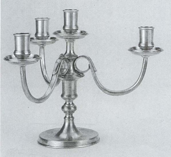Traditional pewter 4 arm low candelabra