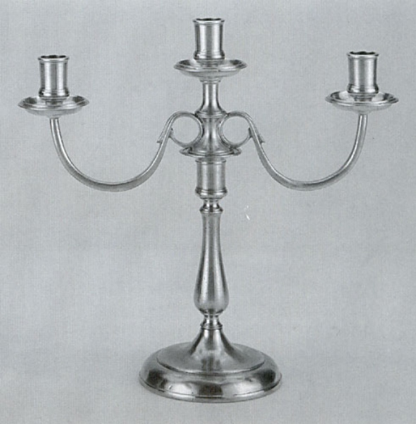 Traditional pewter 3 arm tall candelabra