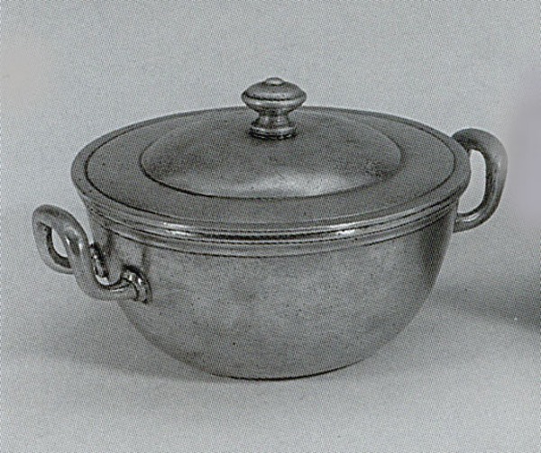 Traditional pewter sugar bowl with lid