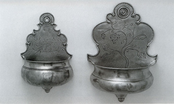 Traditional pewter holy water holder