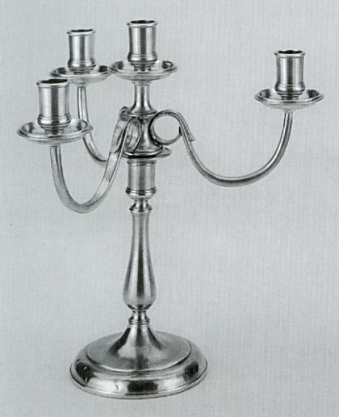 Traditional pewter 4 arm tall candelabra