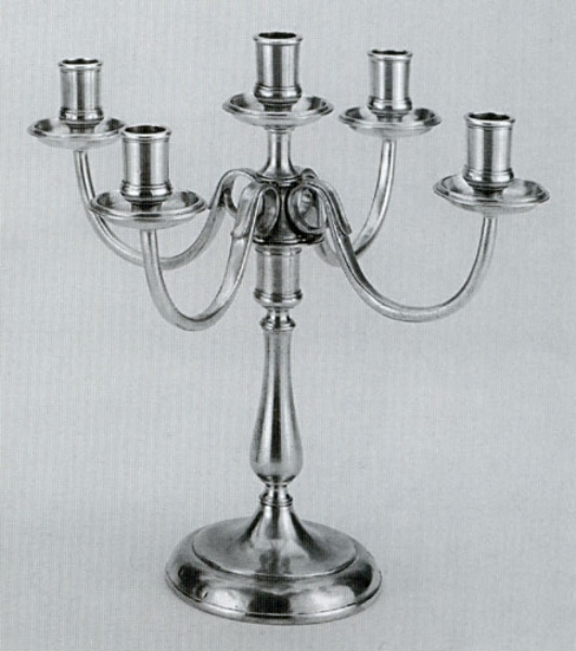 Traditional pewter 5 arm tall candelabra