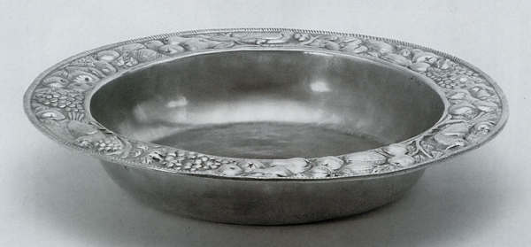 Traditional pewter decorated bowl