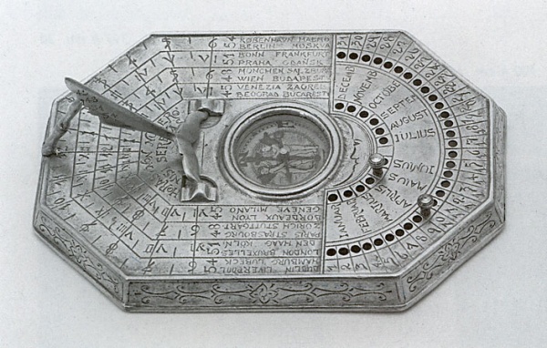 Traditional pewter sundial/calendar
