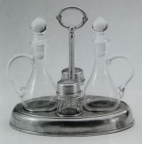 Traditional pewter condiment set