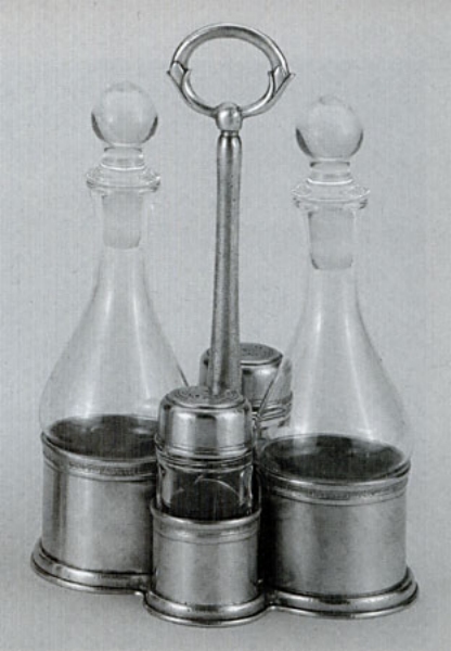 Traditional pewter condiment set