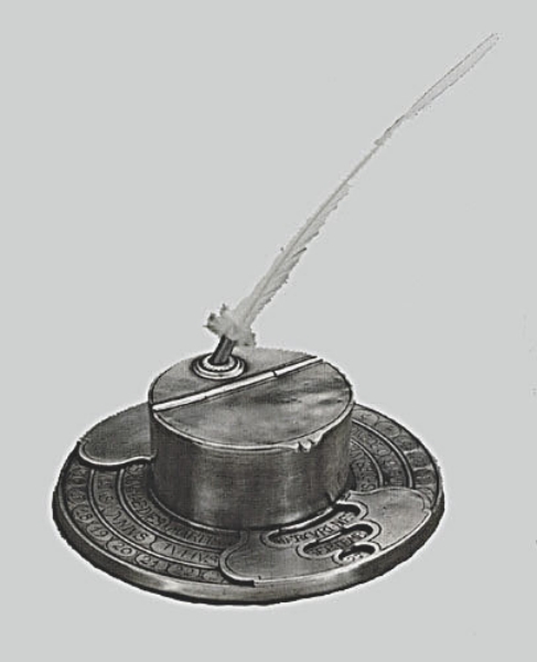 Traditional pewter writing set/calendar