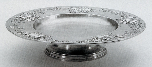 Pewter Decorated Raised Plate 528