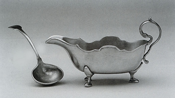 Traditional pewter gravy spoon