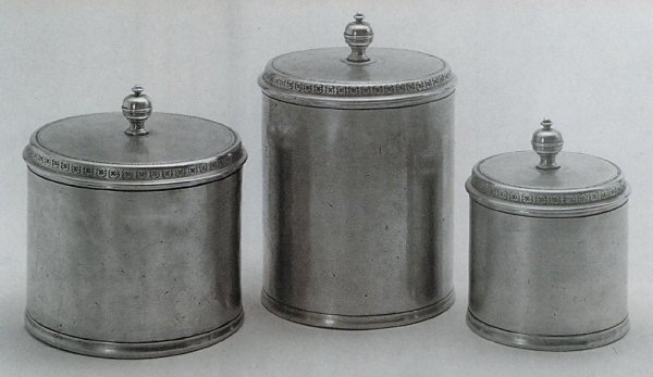Traditional pewter jar with lid