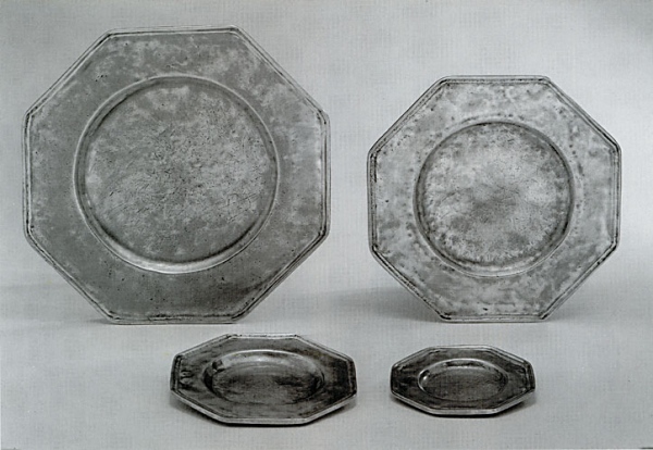 Traditional pewter octagonal plate