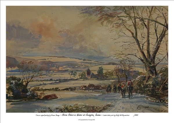 A5, Horse Riders in Winter at Jevington