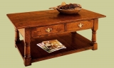 Bespoke options oak pot board coffee table with 2 drawers