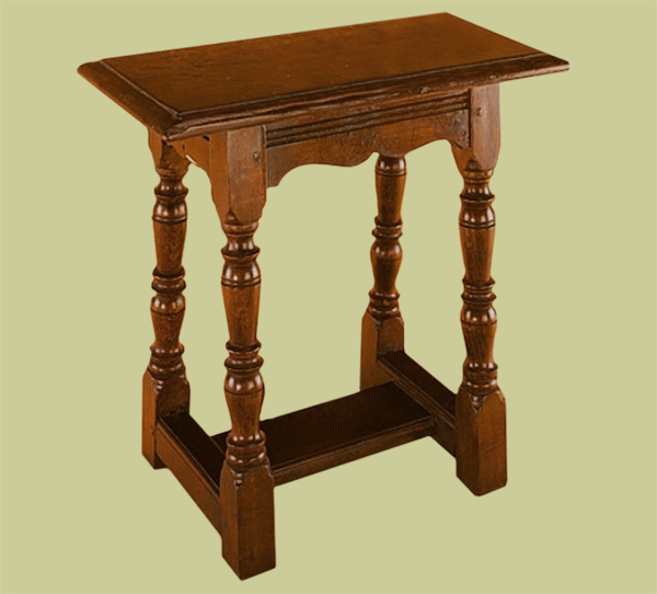 Oak joined stool of classic 17th century style.