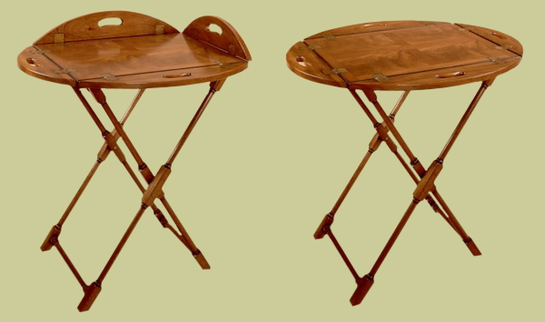 Mahogany butlers tray and stand.