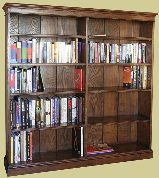 Double width oak bookcase