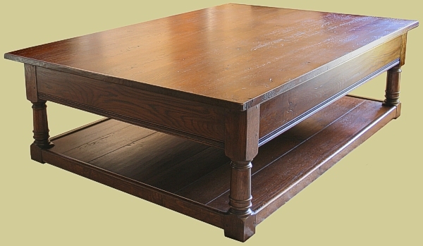 Large oak potboard coffee table