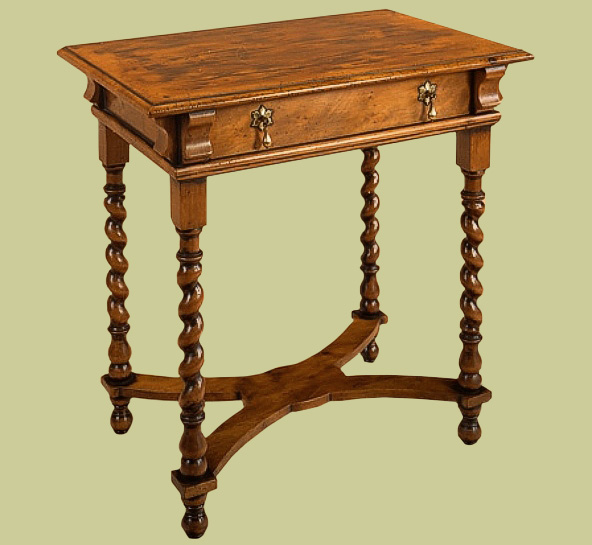William and Mary (late 17th century) style yew wood and cedar side table.