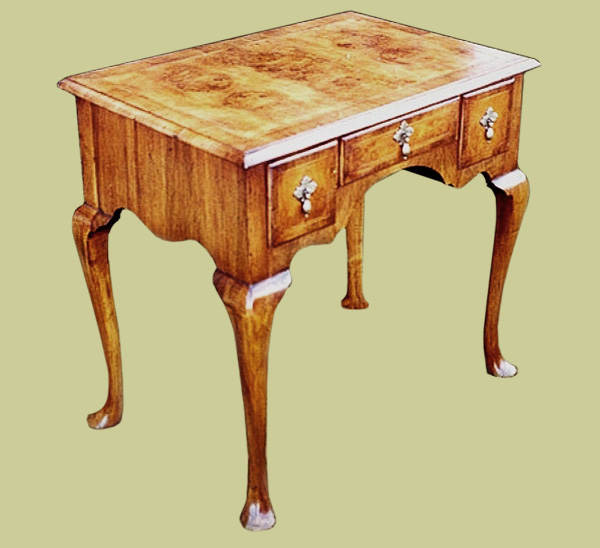 Handmade walnut veneered lowboy.