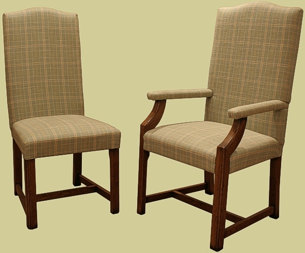 Fully upholstered oak dining chairs