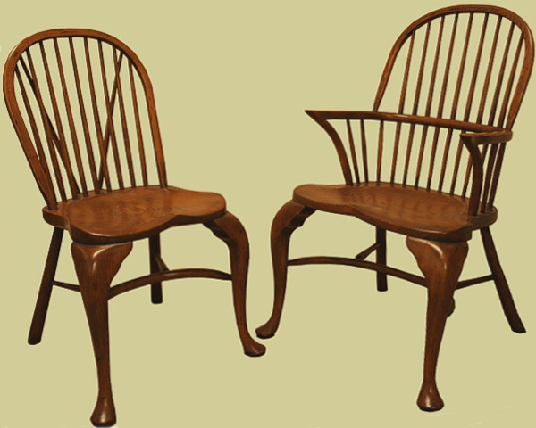 Fruitwood Cab. Leg Stick Back Side Chair