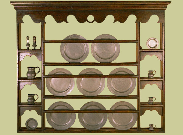 Handmade 17th century style solid oak delft, or plate, rack.
