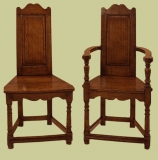16th century style Caqueteuse oak chairs