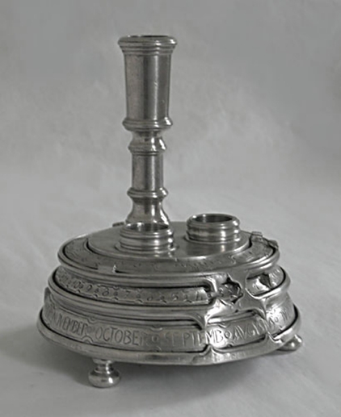 Traditional pewter table calender