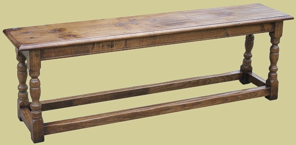 17th century style 4-leg oak bench