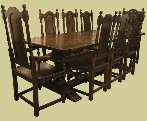 Pedestal Table 8 Solid Seat Chairs