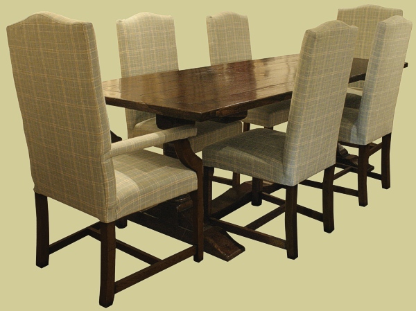 Pedestal Table 6 Upholstered Chairs