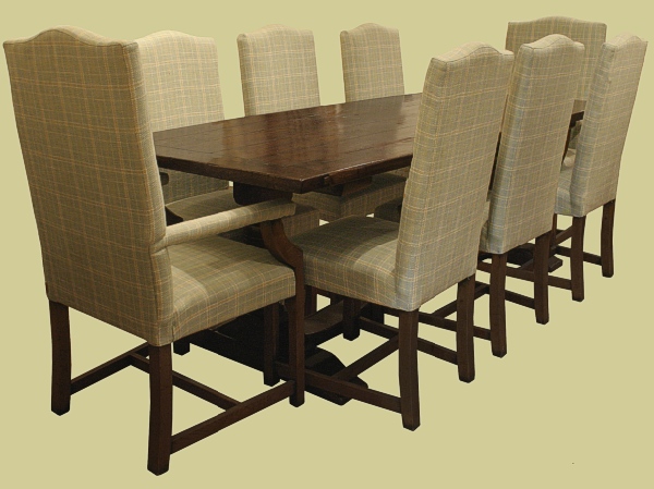 Pedestal Table 8 Upholstered Chairs