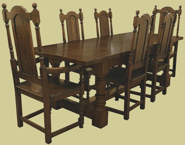 Refectory Table 6 Solid Seat Chairs