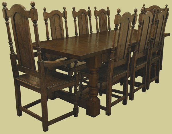 Refectory Table 8 Solid Seat Chairs