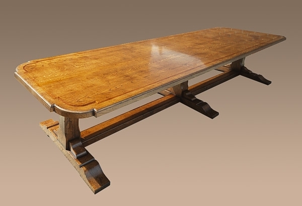 Oak Pedestal Dining Table Long
