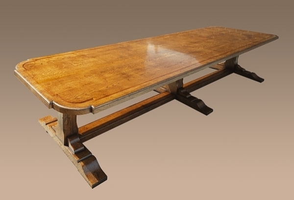 Oak pedestal dining table long